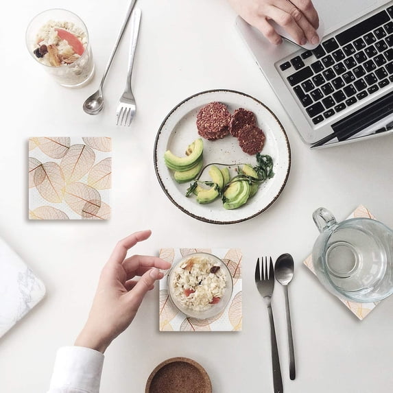 FMSHPON Merry Christmas Xmas Tree Winter Christmas Set of 6 Coaster for Drinks, Absorbent Ceramic Stone Coasters Cup Mat with Cork Base for Home Kitchen Room Coffee Table Bar Decor