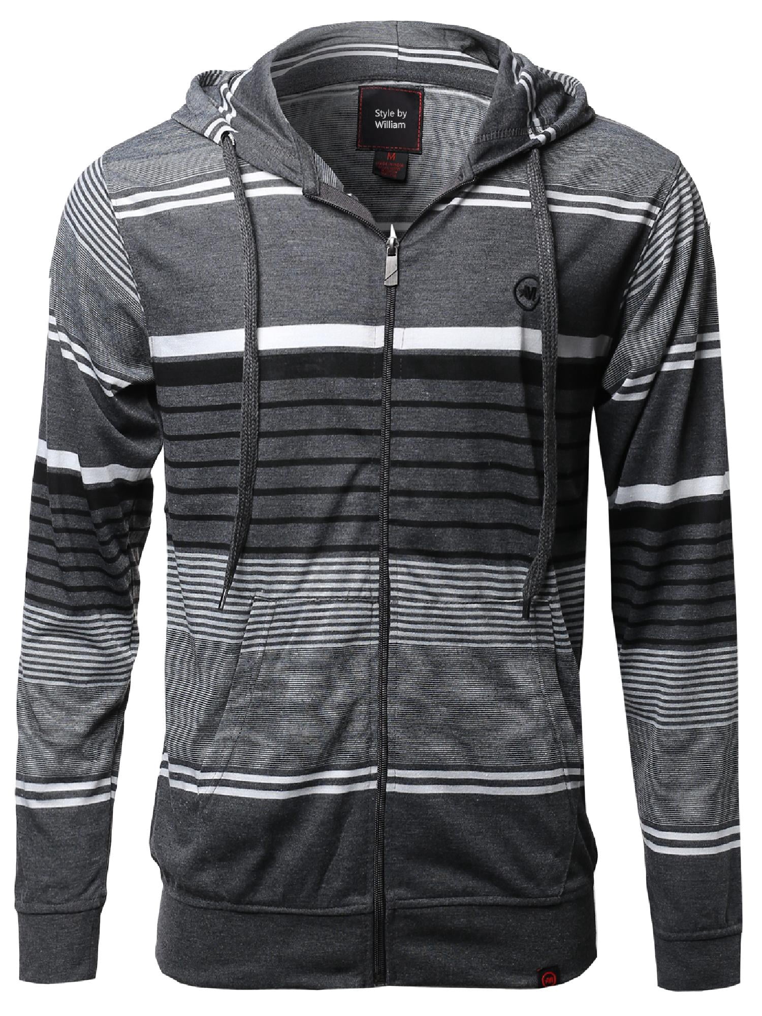 FashionOutfit Men's Basic Stripe Zip up Hoodie with Kangaroo Pocket -  Walmart.com