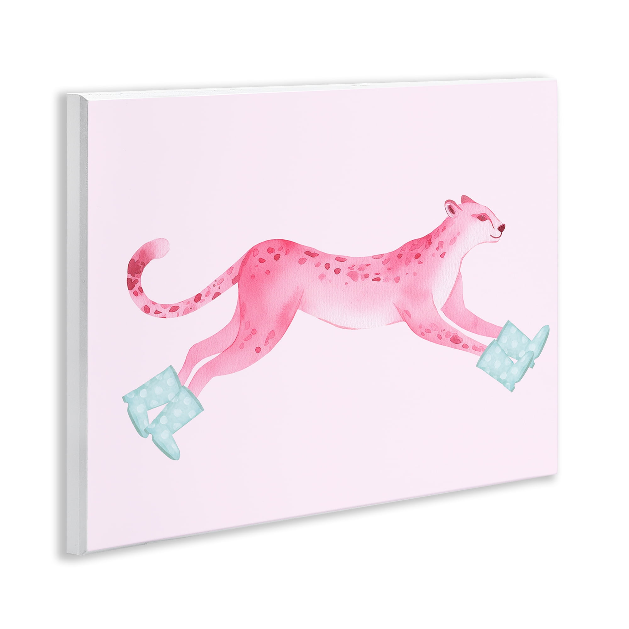 Stupell Industries Running Leopard in Boots Animals Painting Unframed Art Print Wall Art, 14 x 11