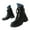 Black, variant on Mostsola Round Toe Motorcycle Boots for Women Lace up Buckle Strap Low Heel Riding Combat Boots