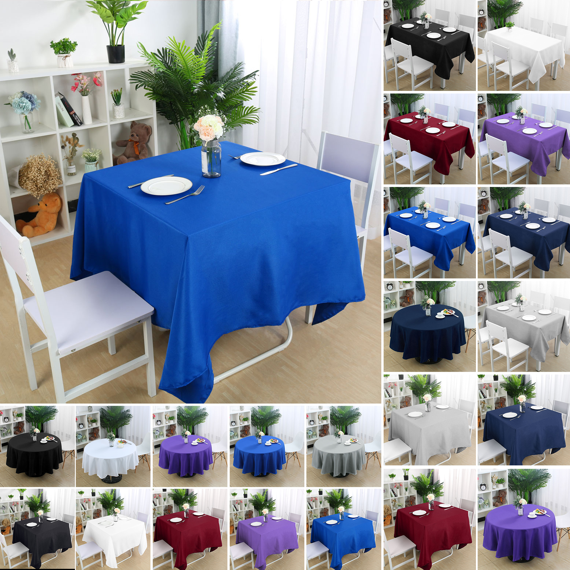 Polyester Round Square Rectangle Tablecloths For Wedding Party Banquet