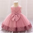 thumbnail image 2 of Girls Formal Dress Gown with Sequins and Lace Trim, Toddler Flower Girl Pageant Wedding Princess Birthday Party Dress, Tulle Tutu Ball Gown with Sequin Bowknot, 2 of 4
