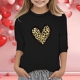 thumbnail image 2 of AWZXDE Girls Valentine Day Print Fashion Crew Neck 3/4 Sleeve Casual T Shirt Top For Holiday And cute tops Black，9-10 Years, 2 of 4