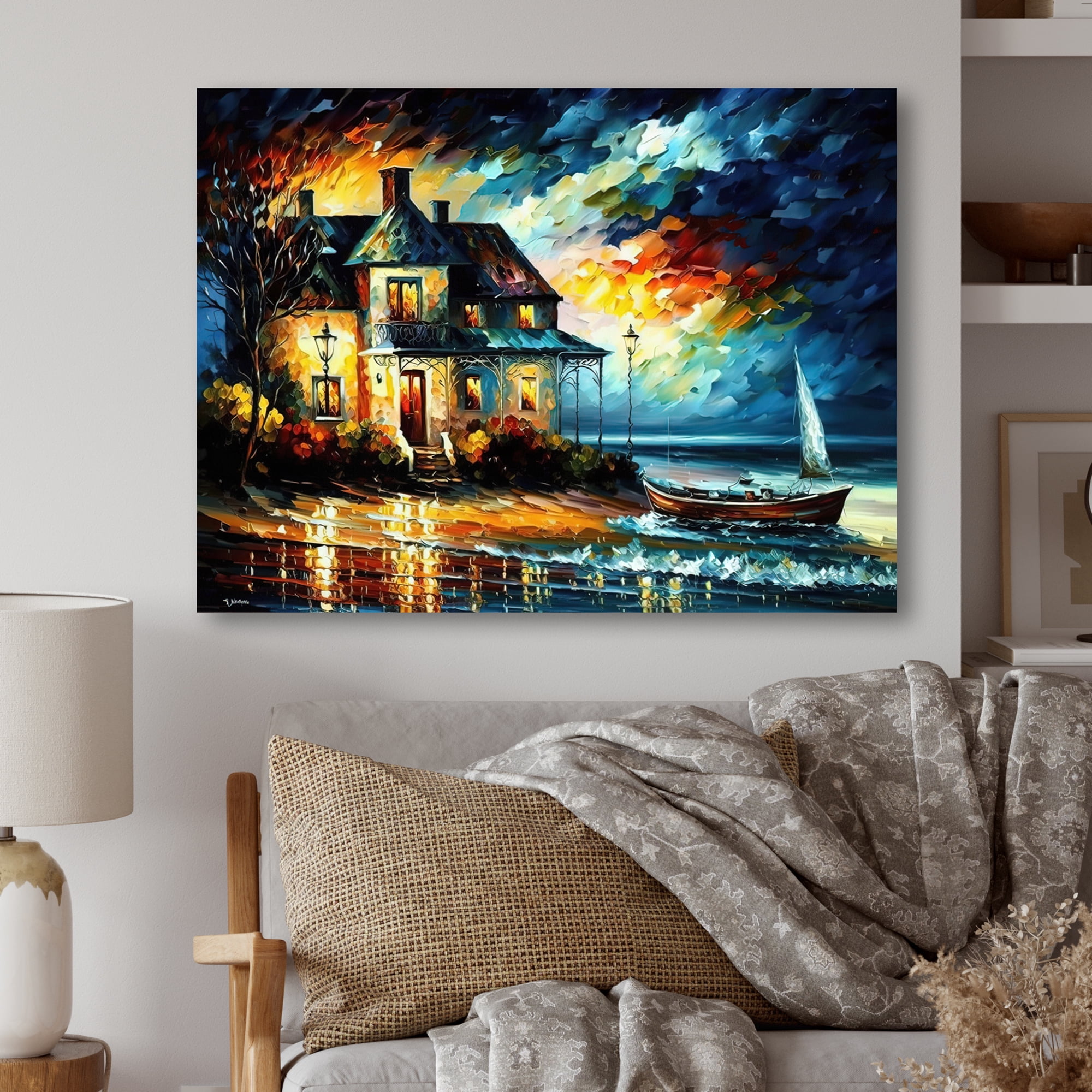 Designart Colorful Beach House III Canvas Wall Art