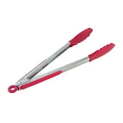 Charcoal Companion CC1077 Locking Tongs with Soft-Grip Handle, Red