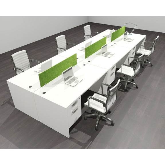 Six Person Modern Accoustic Divider Office Workstation Desk Set, #OF-CPN-FPRA21