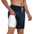 thumbnail image 3 of Balery Blue Glitter Retro Mens Swim Trunks Swim Shorts for Men Quick Dry Inseam Beach Shorts with Compression Liner Pocket-Large, 3 of 9