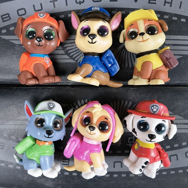 Big-Eyed Cute Dog 6 Ornament Set, Approx. 5.5-6cm Small and Cute Desktop Pet Decorations (Collector's Item)