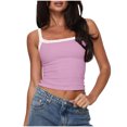 thumbnail image 3 of ClodeEU Women's Solid Color Lace Trim Spaghetti Strap Top,Comfortable Casual Sleeveless Camisole Purple,Womens Plus L, 3 of 7