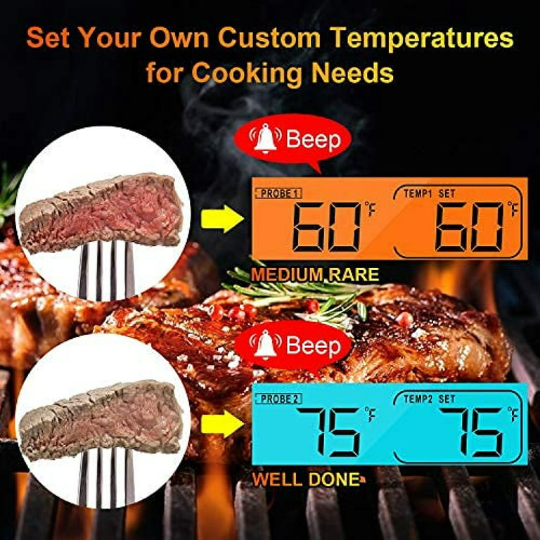 Oven Meat Safe Instant Read 2 in 1 Dual Probe Food Thermometer Digital with  Alarm Function for Cooking BBQ Smoking Grilling Kitc - AliExpress