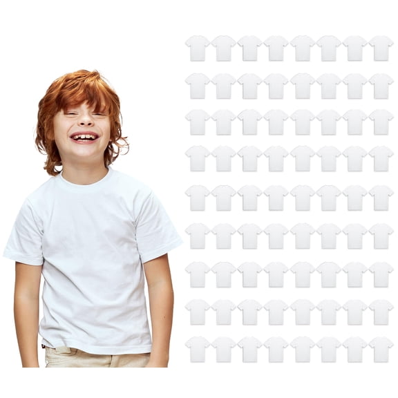 BILLIONHATS 72 Pack Kids Cotton Tshirts Bulk, Wholesale Unisex Children Tees, Lightweight Tshirt Packs for Boys Girls (White, X-Small)