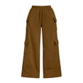 thumbnail image 5 of akafmk Womens Cargo Sweatpants Fall Wide Leg Sweatpants Elastic Waist Drawstring Winter Workout Hiking Stretch Casual Sweatpants, Size L, 5 of 7