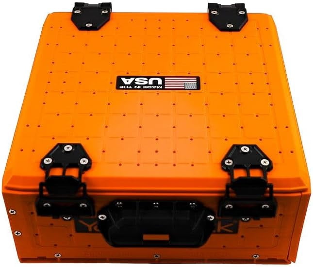 YakAttack ShortStak Solo Storage Crate W/ Lid 13"x13" Low-Profile Orange