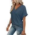 thumbnail image 5 of Riecok T Shirts for Women V Neck Short Sleeve Tops Lightweight Breathable Blouses Solid Trendy Summer Tees, 5 of 8