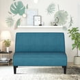 thumbnail image 6 of Andeworld Linen Loveseat Sofa Couch Upholstered Small Loveseat for Bedroom Armless Living Room Chairs Cushioned 2-Seater Settee loveseat (Blue), 6 of 7