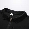 thumbnail image 5 of Dweltoz Mens Quarter Zip Pullover Sweater Knit Polo Long Sleeve Cable Ribbed Collar Cuffs Slim Fit Fall Winter Top,Black S, 5 of 9
