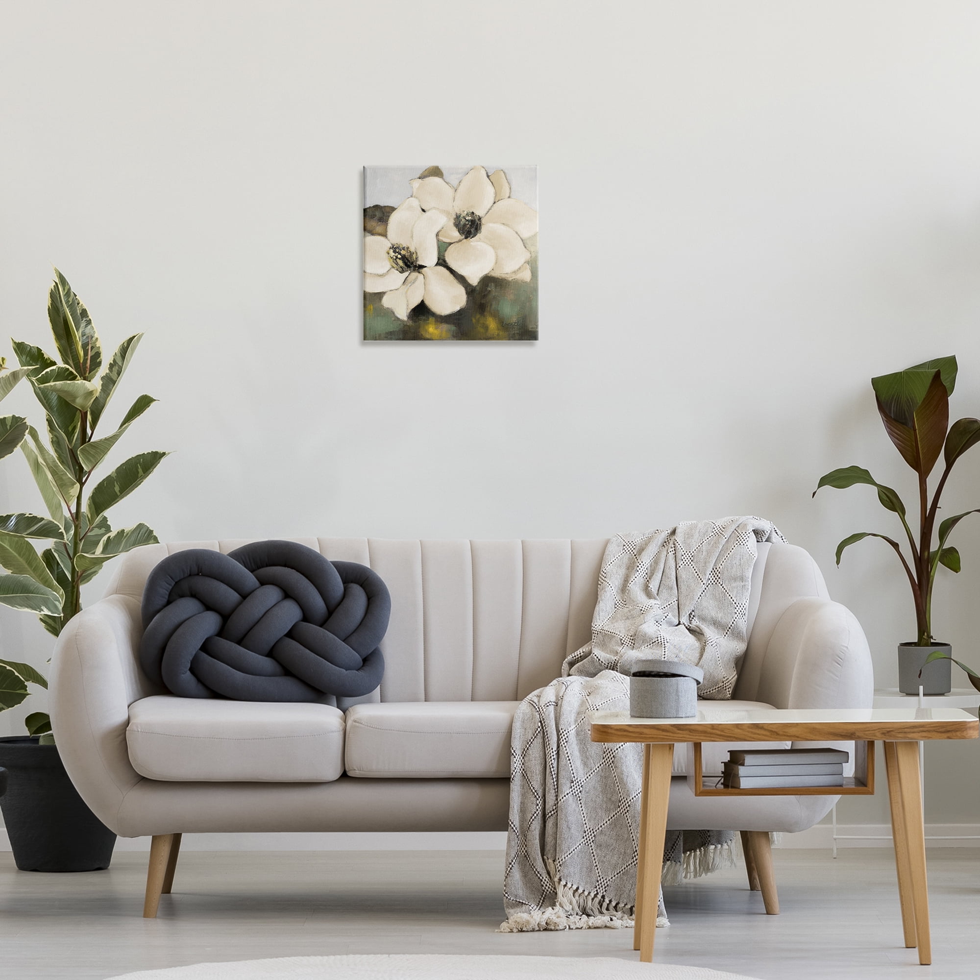 Stupell Industries Magnolia Blossom Duo Botanical & Floral Painting Gallery Wrapped Canvas Art Print Wall Art, 17 x 17