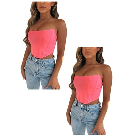 

Betiyuaoe 2PCS Womens Summer Tops Underwear Dress Bustier Top Women Corset Sleeveless Womens Holiday Tops Tops Vest