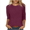 thumbnail image 3 of Jsaierl Tops for Women 3/4 Sleeve Summer Crew Neck Shirts Dressy Solid Ladies Blouses Going Out Elegant Tunic Top S-3XL, 3 of 6