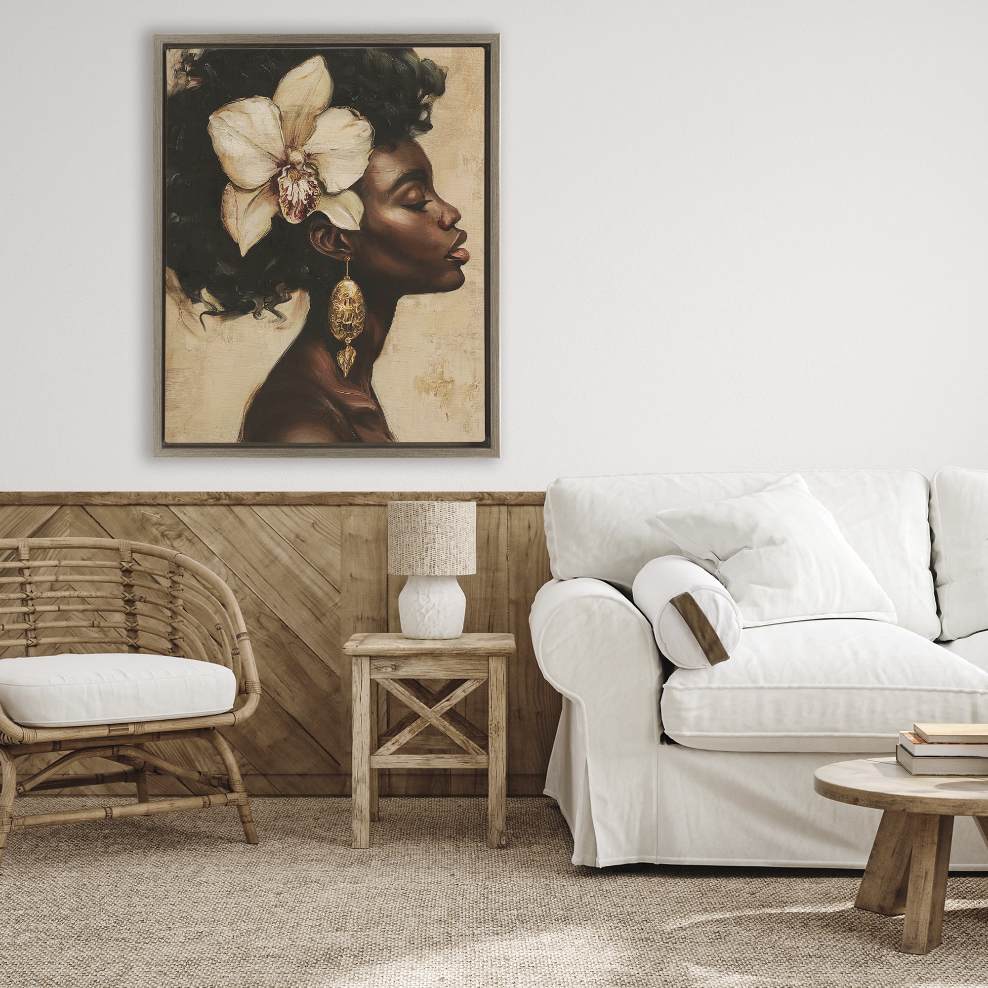 Stupell Industries Orchid Majesty Portrait Brown Framed Floater Canvas Wall Art, design by Svetlana Aleynikova