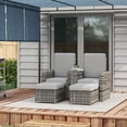 thumbnail image 2 of Outsunny Chaise Longue de Patio avec Table de Rangement et Ottomans, Sofa Inclinable, Gris, 2 of 10