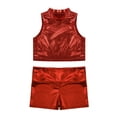 thumbnail image 3 of Kaerm Kids Hip Hop Dance Outfit Girls Sparkly Tank Sleeveless Crop Top and Gymnastics Shorts Ballet Red 12, 3 of 5