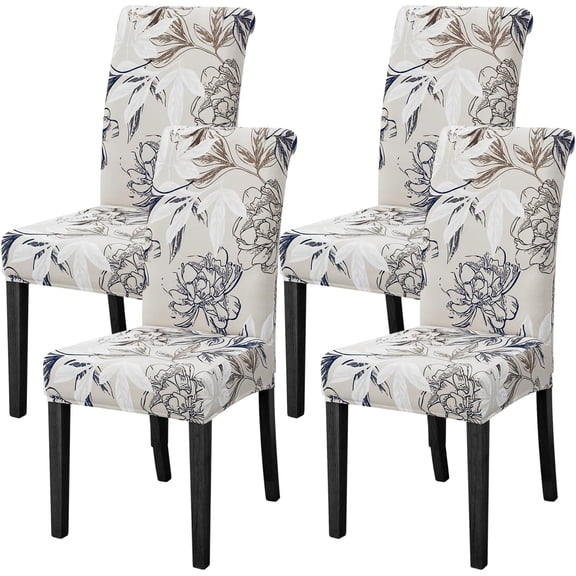 Chair Covers for Dining Room Set of 4,Stretch Kitchen Chair Slipcover 4 Pieces, Parson Chair Cover 4 Pack, Washable and Removable (Elegant Flowers)