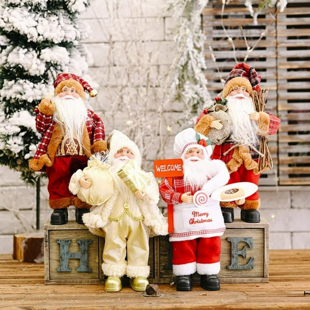 Figurines du Père Noël Figurines de Noël Debout Décorations de Figurines du Père Noël, Poupée du Père Noël Figurines de Collection de Noël Déco de Table Ornement de Noël Statues et Figurines du Père Noël