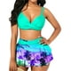 thumbnail image 2 of Txlixc Traje de baño de 2 piezas para mujeres, vestido de bikini de color sólido + falda de hoja de loto Txlixc  moda, 2 of 5