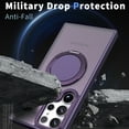 thumbnail image 6 of 360° Spin Magnetic Stand for Samsung Galaxy S24 Ultra Case, Compatible with Magsafe, Military Grade Slim Protective Case with Kickstand & Ring Holder, Translucent Frosted, for S24 Ultra, Purple, 6 of 6