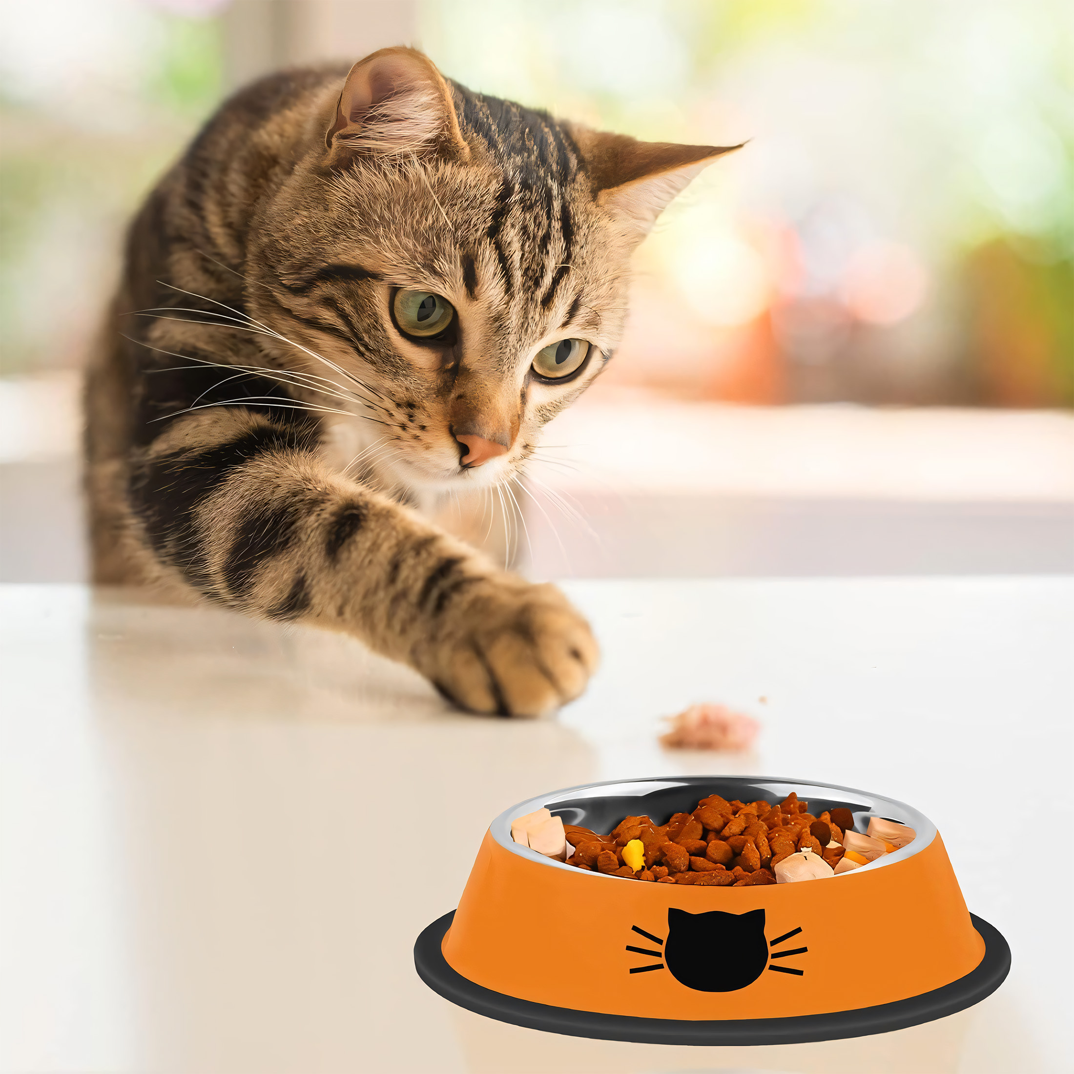BESTSKY 6Pcs Cat Food Bowl,Anti-Tip Design Cat Bowls,Easy to Clean Elevated Dog Bowls