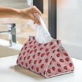 thumbnail image 6 of Uemuo Strawberries Pattern Tissue Box Cover Holder, Triangle with Bottom Belt - PVC Leather Decorative Organizer for Tabletop, Bathroom, Car, Office, 6 of 9