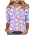 thumbnail image 1 of MIASHUI T-Shirt Décontracté à Manches Trois-Quarts et Col Rond pour Femmes, Multicolore, Thème de la Saint-Patrick, 1 of 5