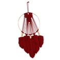 thumbnail image 1 of Colgante de pared de macramé, arte bohemio, hecho a mano, elegante, hojas, círculo, decorativo rojo, 1 of 9