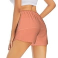 thumbnail image 3 of Xecao's Orange Gingham for a double-layer running short for women, perfect for gym, tennis, and more, featuring a convenient pocket., 3 of 9