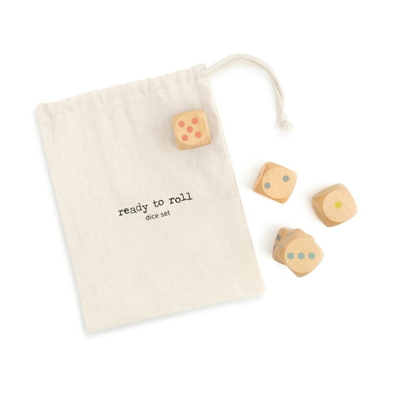 Demdaco Ready To Roll Natural Brown 1.5 inch Wood Patio Dice 5 Piece Set