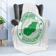 thumbnail image 4 of Hungary Soft Flannel Fleece Blanket, Grunge Vintage Rubber Stamp with the Name and Map Magyarorszag Tourist Europe, Cozy Plush for Indoor and Outdoor Use, 50" x 60", Green and White, by Ambesonne, 4 of 5