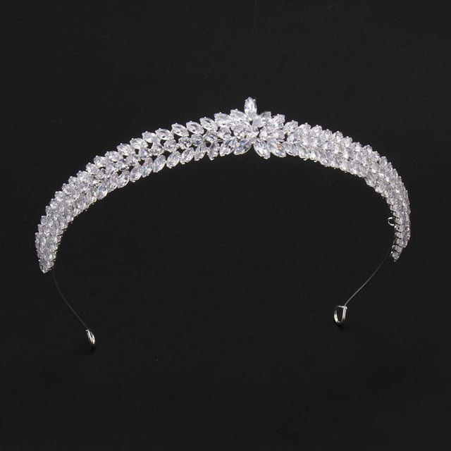Diadema y coronas para novia de boda con circonita cúbica para mujer, accesorios para el cabello grandes (1 unidad)