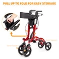 thumbnail image 5 of Yiwa 4-Wheel Rollator Walker With Seat, Aluminium Frame Rollator Walkers for Seniors, Red, 5 of 7