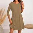 thumbnail image 6 of LISTHA Women's 3/4 Sleeve A-line and Flare Midi Long Dress Light Brown 3XL, 6 of 6