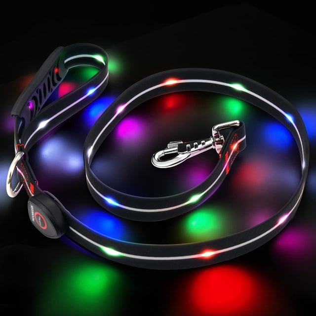 ATTOE ATTOE LED Allumer ATTOE, Lumière Colorée, USB Rechargeable, Lumineux et Haute Visibilité Éclairé Laisse de Lueur pour la Marche de Nuit Animal de Compagnie - Résistant aux Intempéries,
