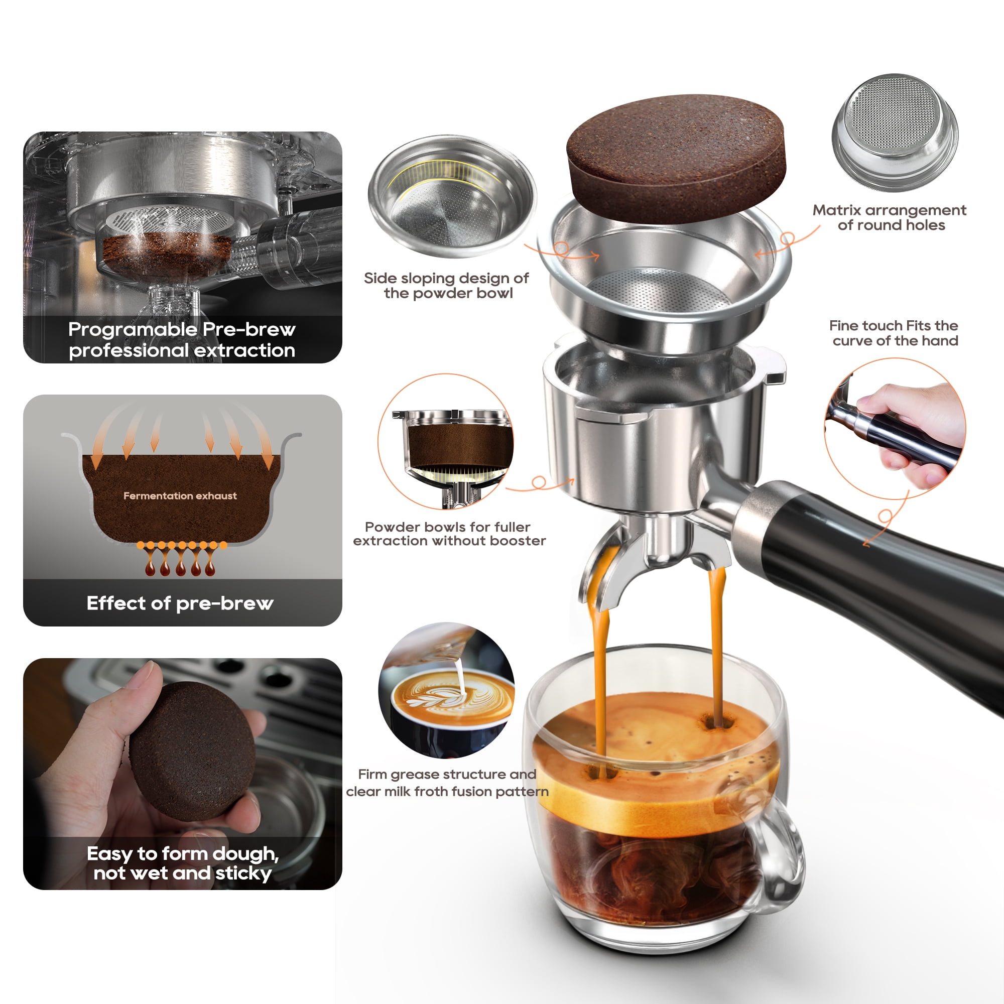 HiBREW 58mm Espresso Machine H10A, 20 Bar Coffee Maker with PID Temperature Control &Steam Wand, Stainless Steel Coffee Machine for Home Use