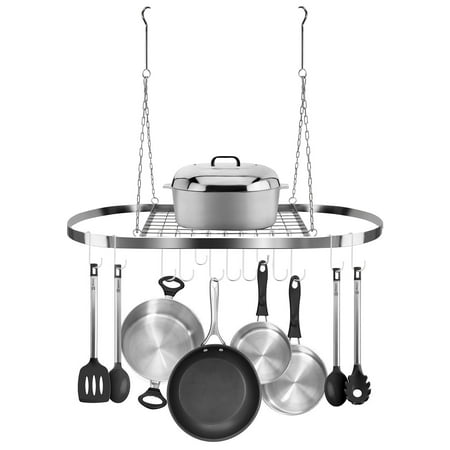Sorbus Pot And Pan Rack For Ceiling With Hooks Chrome