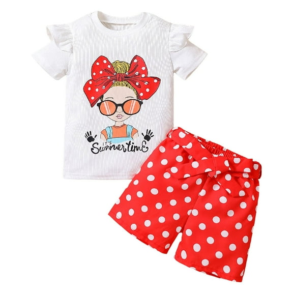 Gubotare Outfits for Toddler Girls Toddler Kids Child Baby Girl Clothes Set Summer Short Sleeve Pocket Round Neck Top Shorts Clothing Outfits 3T 4T (Red,3-4 Years)