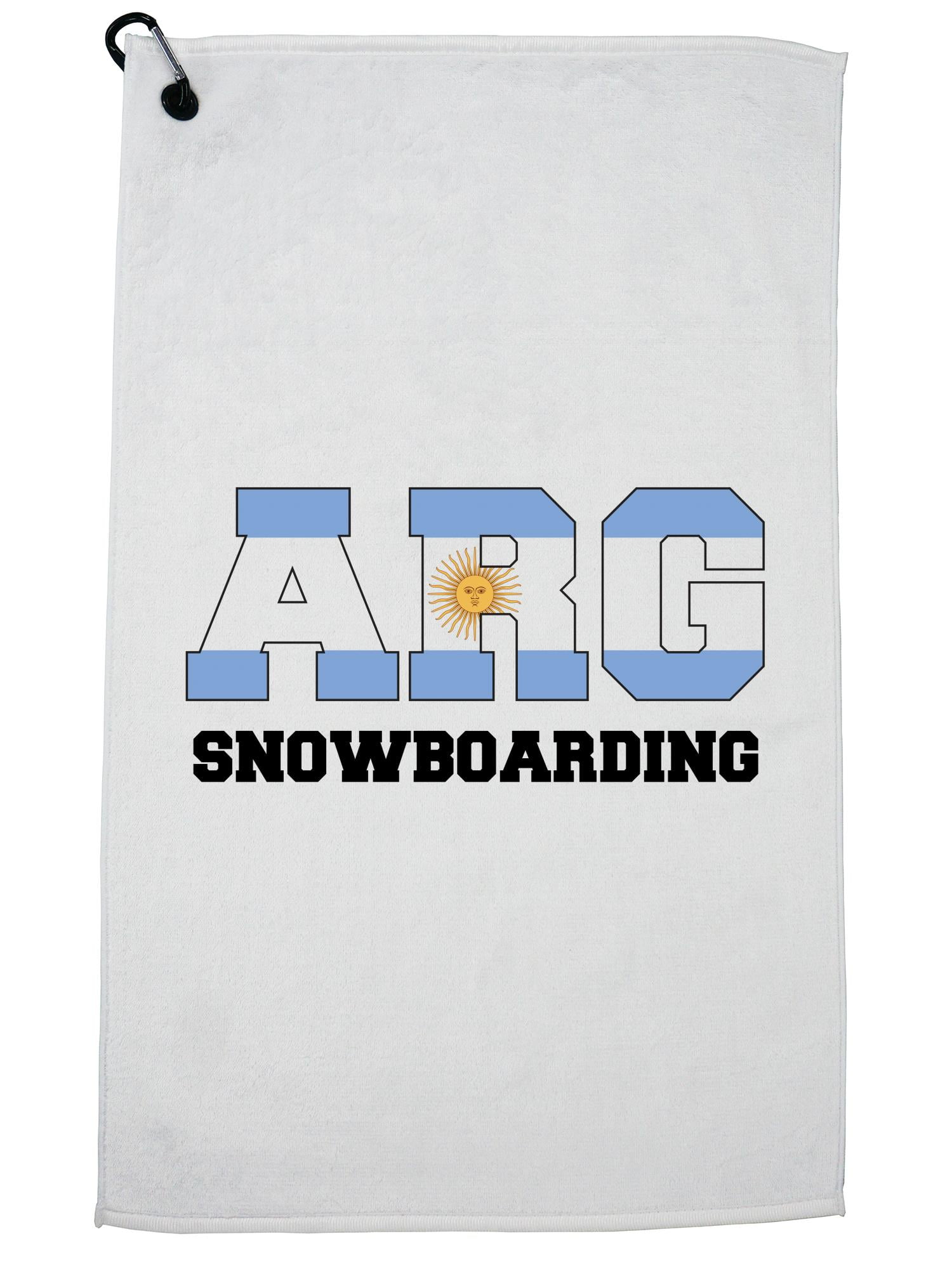Argentinian Snowboarding Winter Olympic ARG Flag Golf Towel with Carabiner Clip by Hollywood Thread