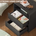 thumbnail image 3 of FANRAL Set of 2 Modern 2 Drawer Nightstands with Charging Station,Wooden Bedside Table End Table with Curved Silhouette & Metal Handles,Black Night Stand, 3 of 7
