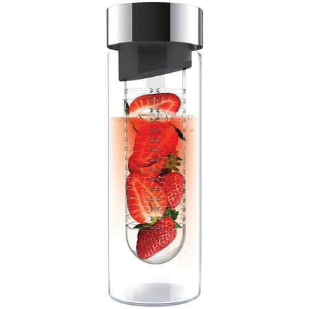 

Asobu SWG11SMSIL Flavor It Glass Water Bottle (Smoke/Silver)