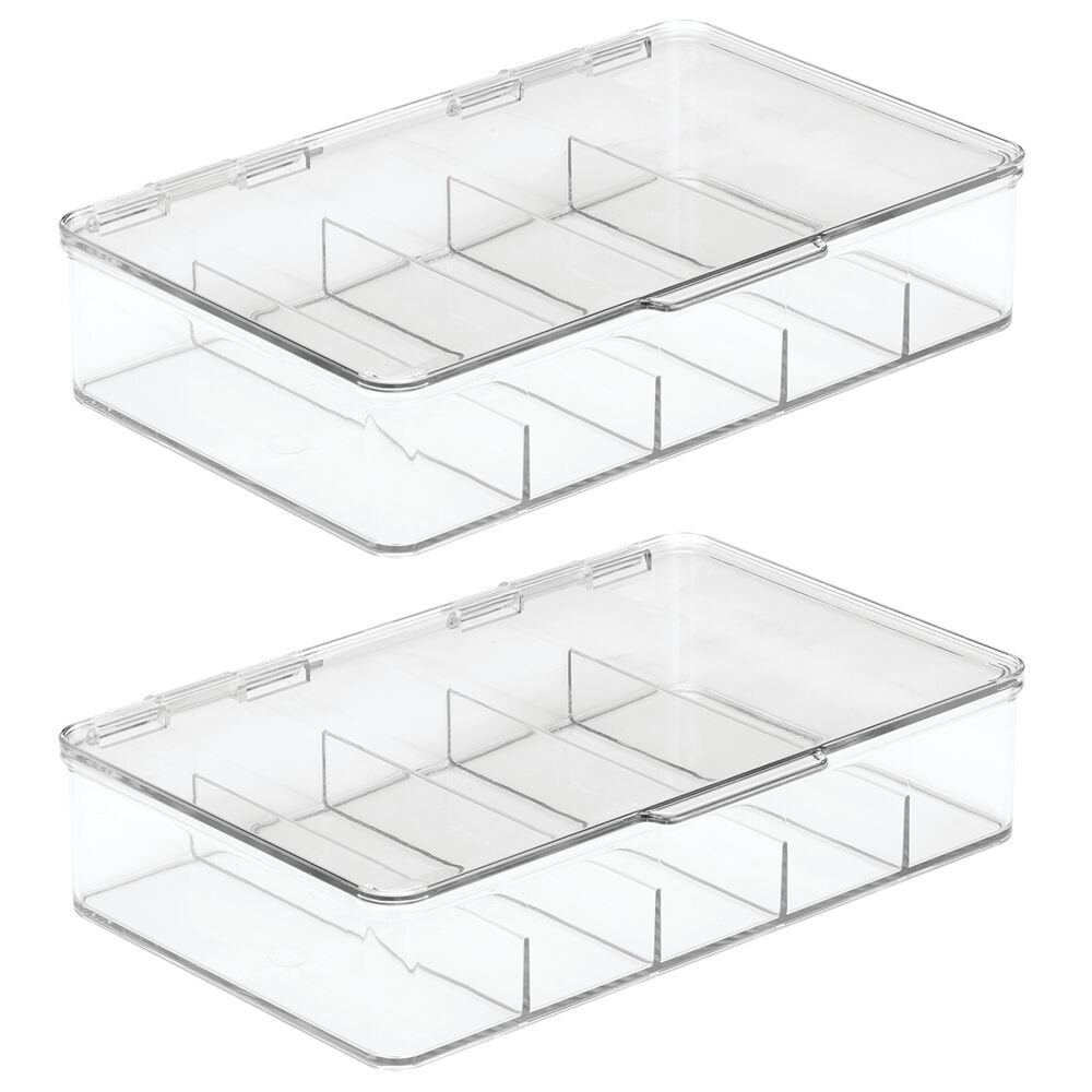 mDesign Plastic Eye Glasses Storage Organizer Box, 5 Sections, 2 Pack