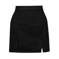 thumbnail image 4 of Luxtrada Women's Faux Suede High Waist A-line Split Mini Skirt (Black,L), 4 of 9