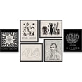 thumbnail image 3 of PixonSign Framed Canvas Print Wall Art Set - Flowers & Van Gogh Portrait & Humanities Pattern - Set of 6 Abstract Geometric Black & White Poster Cultural Art Wall Décor - 12"x16"x6 Black, 3 of 5